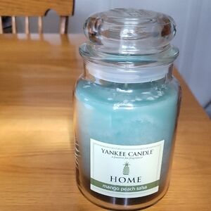 Yankee Candle,Large, Mango Peach Salsa. Smells Like Peach. Aqua Green NWOT